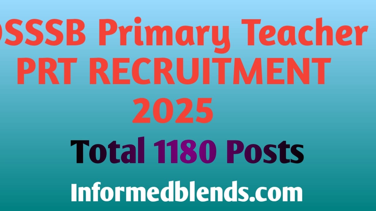 DSSSB Primary Teacher PRT Recruitment 2025