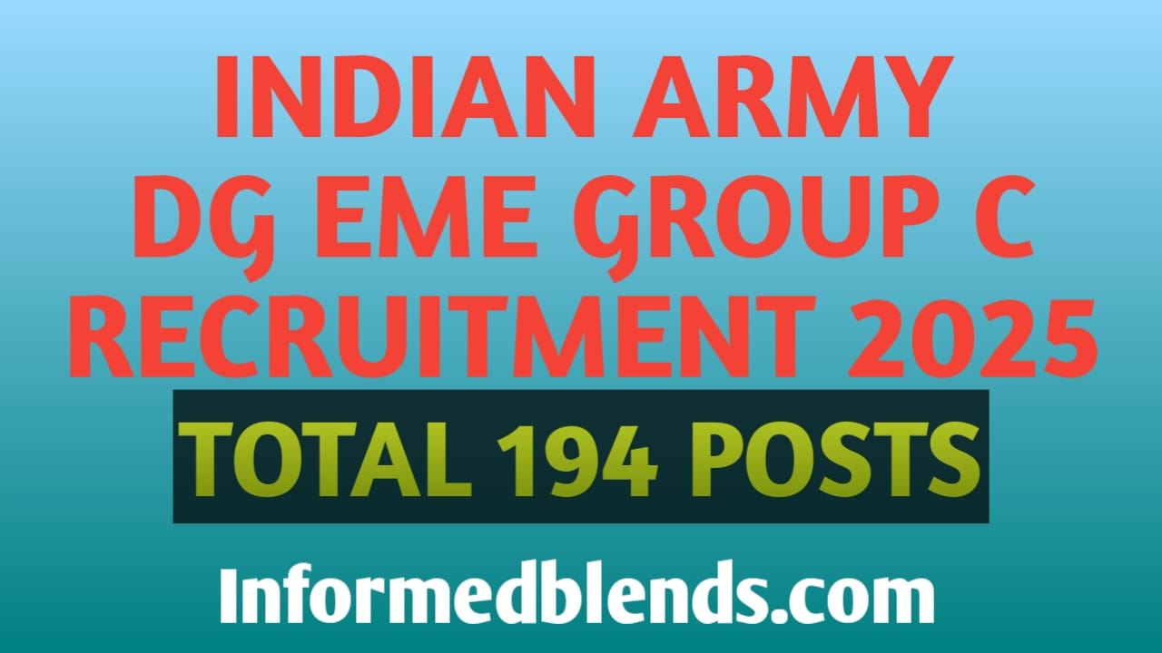Indian Army DG EME Group C Recruitment 2025